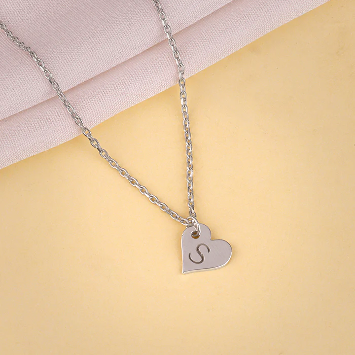 Silver Personalised Shy Heart Pendant - Image 3
