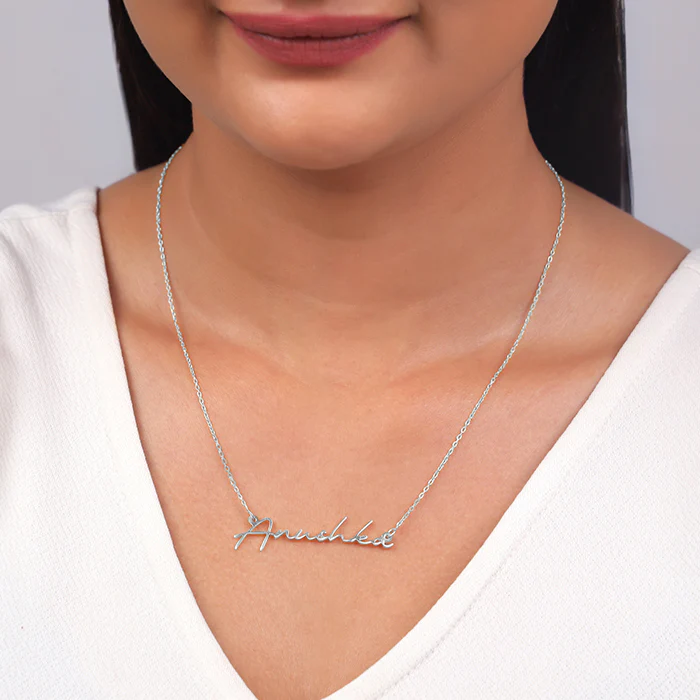Silver Personalised Signature Name Necklace - Image 4