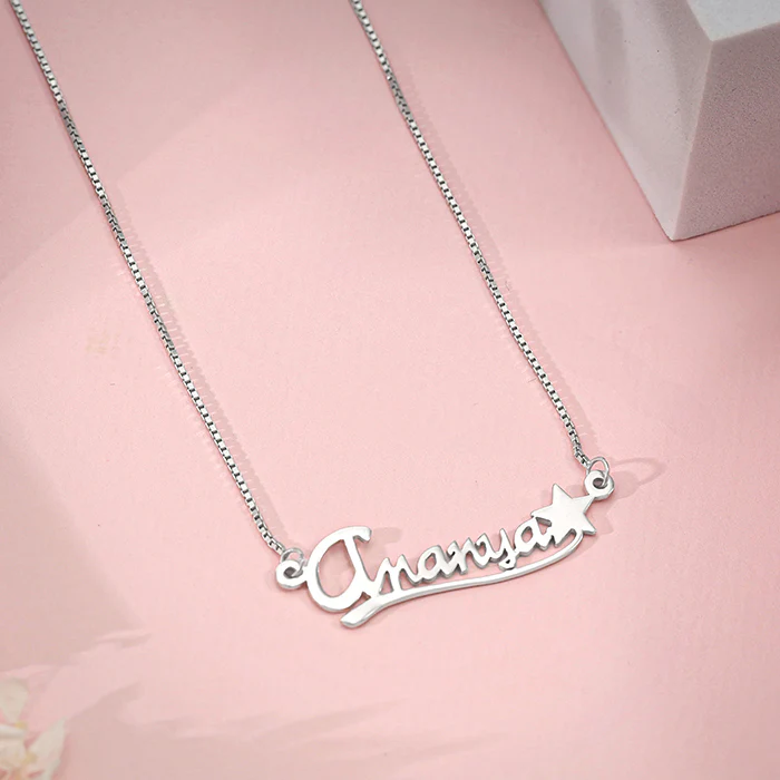 Silver Personalised Star Necklace - Image 2