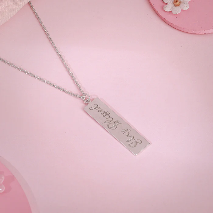 Silver Personalised Two-Name Bar Pendant - Image 4