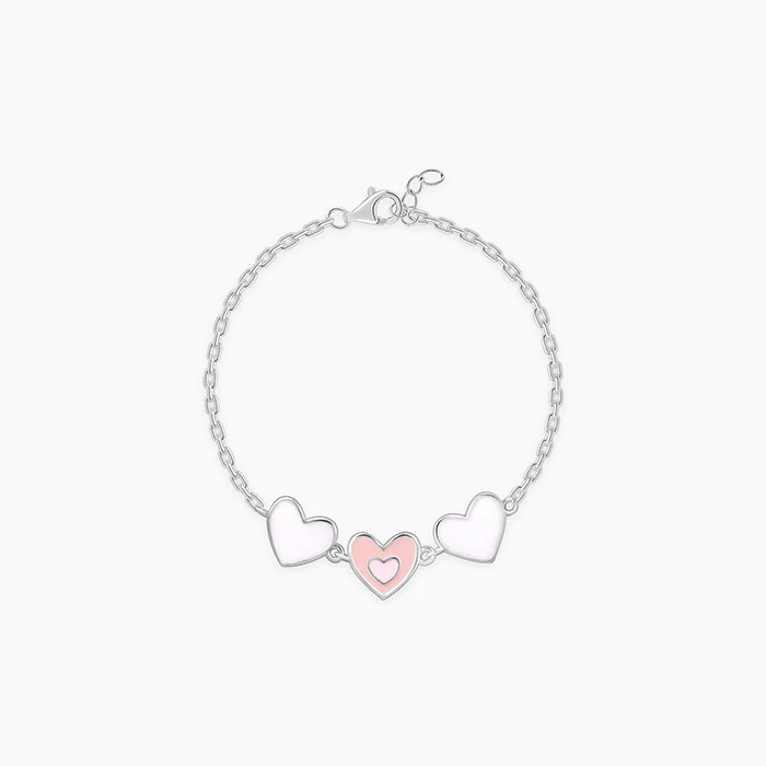 Silver Pookie Hearts Kids Bracelet (0 - 1 Years)