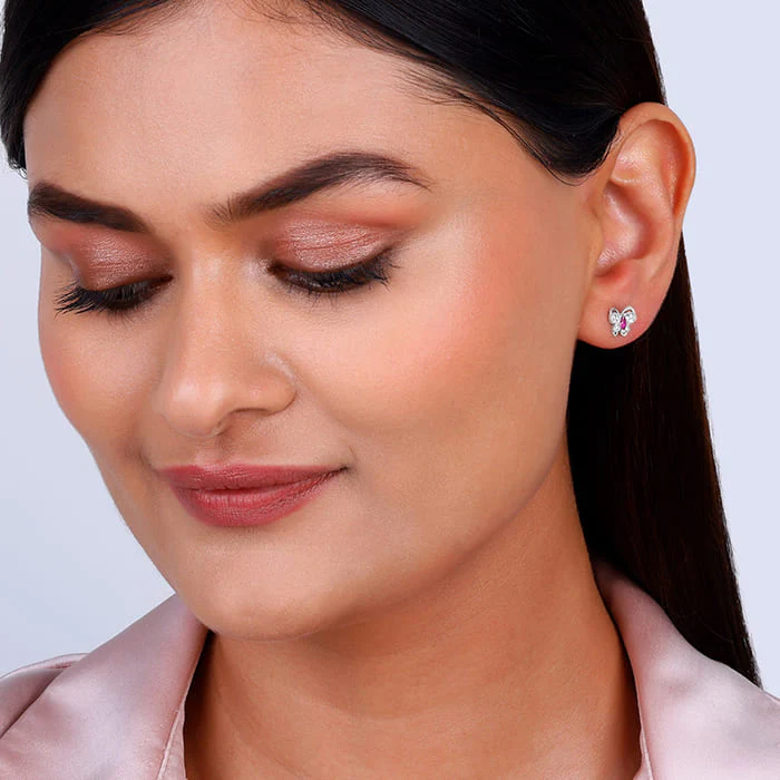 Silver Pop Pink Studded Butterfly Studs - Image 3