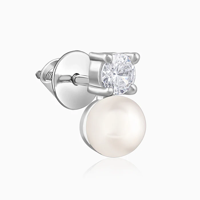 Silver Precious Pearl Earrings - Image 4