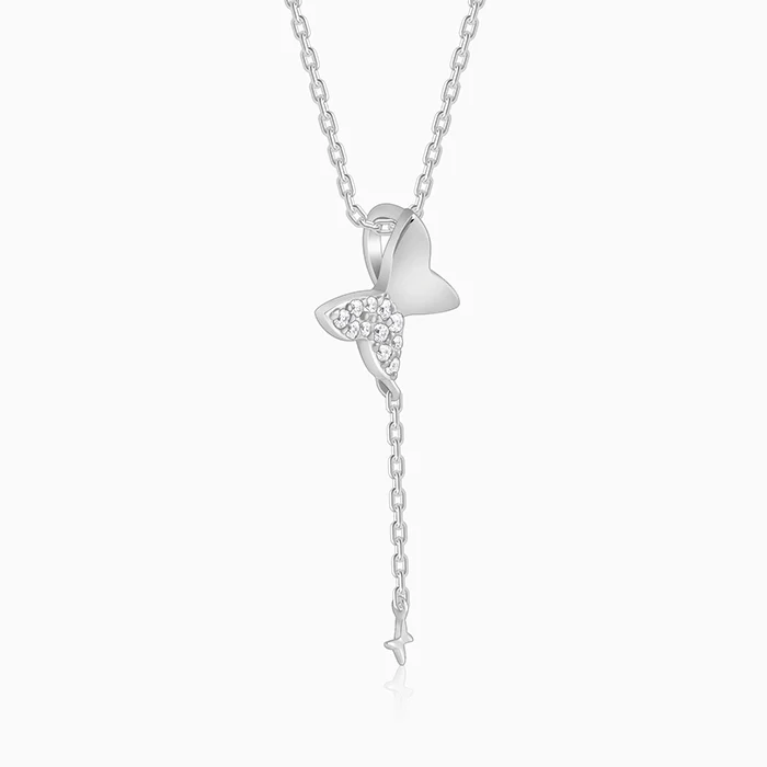 Silver Pretty Butterfly Pendant with Link Chain - Image 4