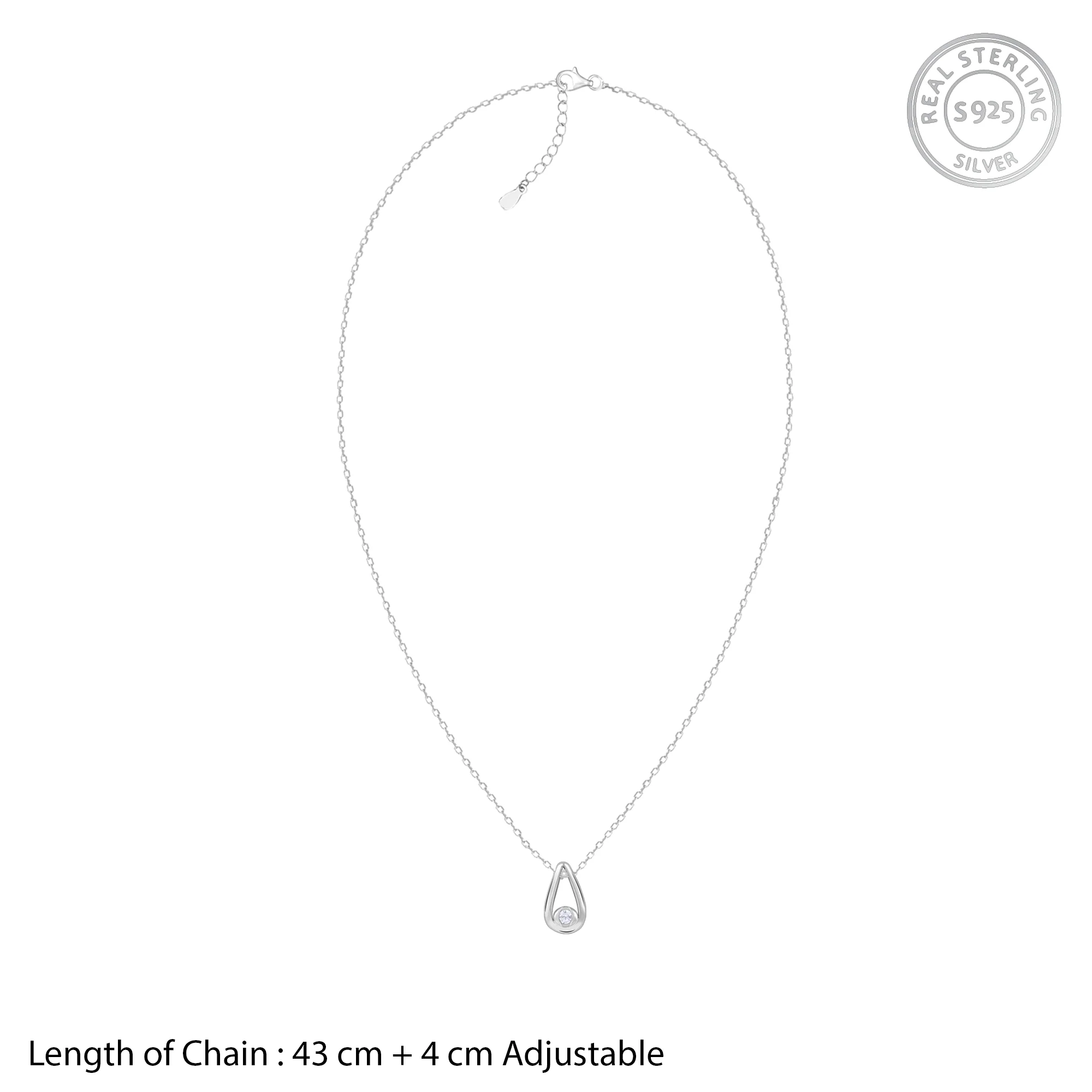 Silver Pretty Drop Pendant With Link Chain - Image 6