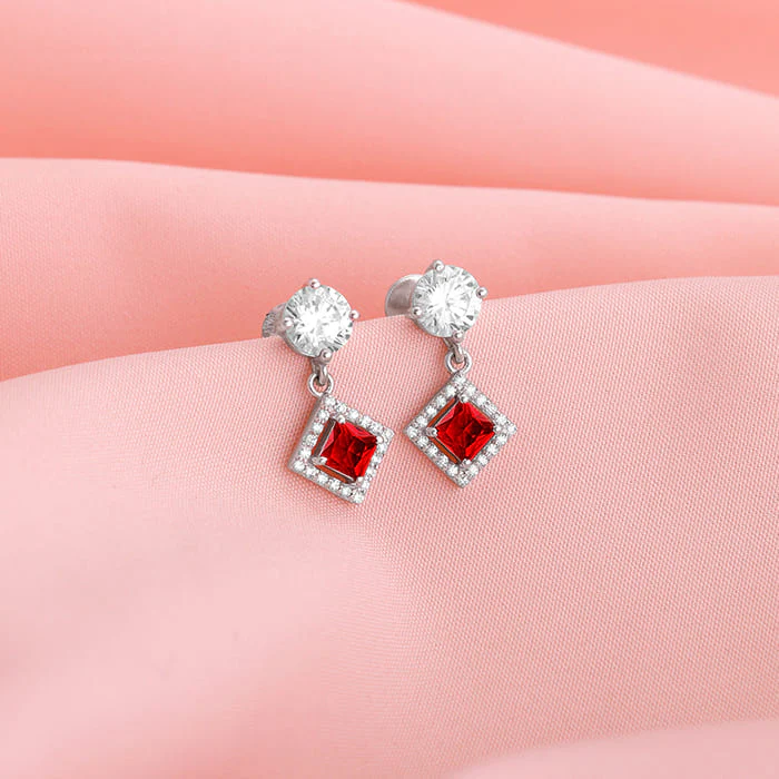 Silver Princess in Red Earrings - Image 2