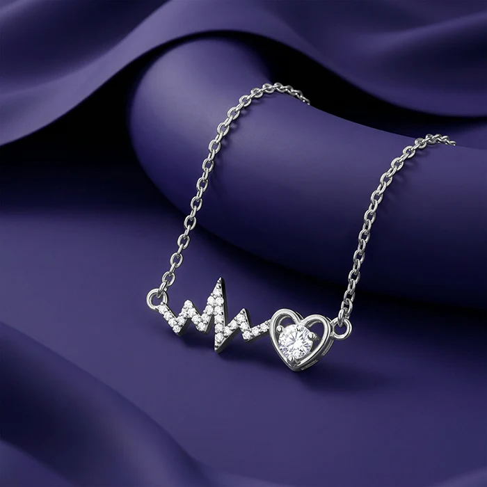 Silver Pulse of Love Necklace - Image 2