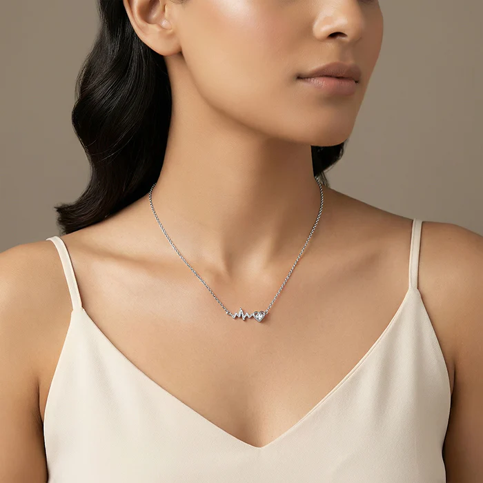 Silver Pulse of Love Necklace - Image 3