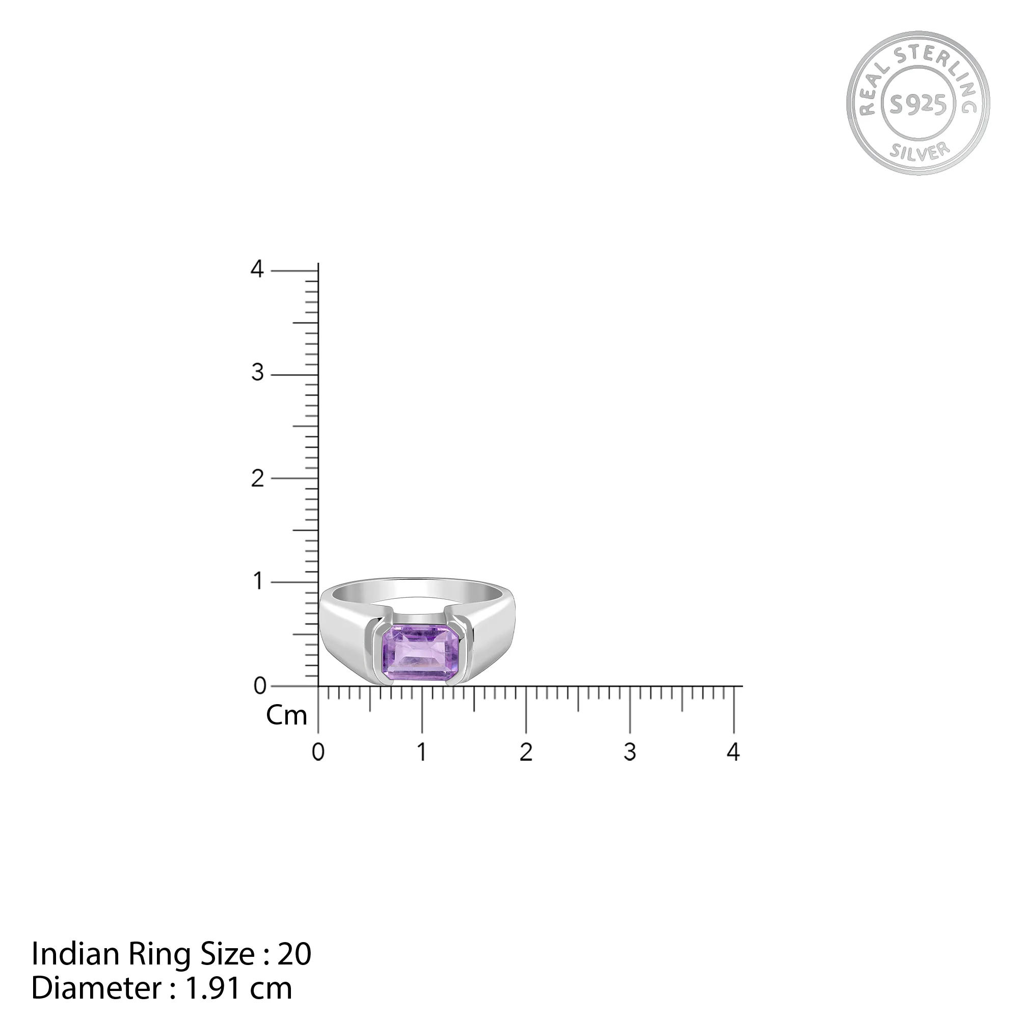 Silver Purple Crest Ring For Him - Image 5