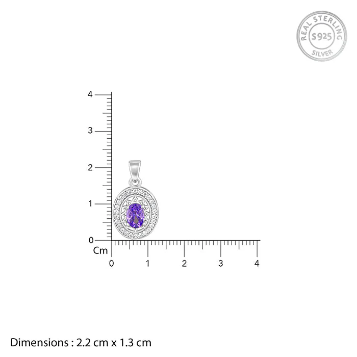 Silver Purple Glance Pendant With Link Chain - Image 6
