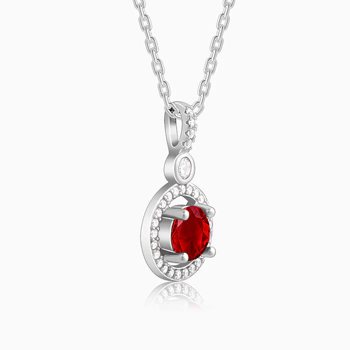 Silver Radiant Red Pendant with Link Chain - Image 4