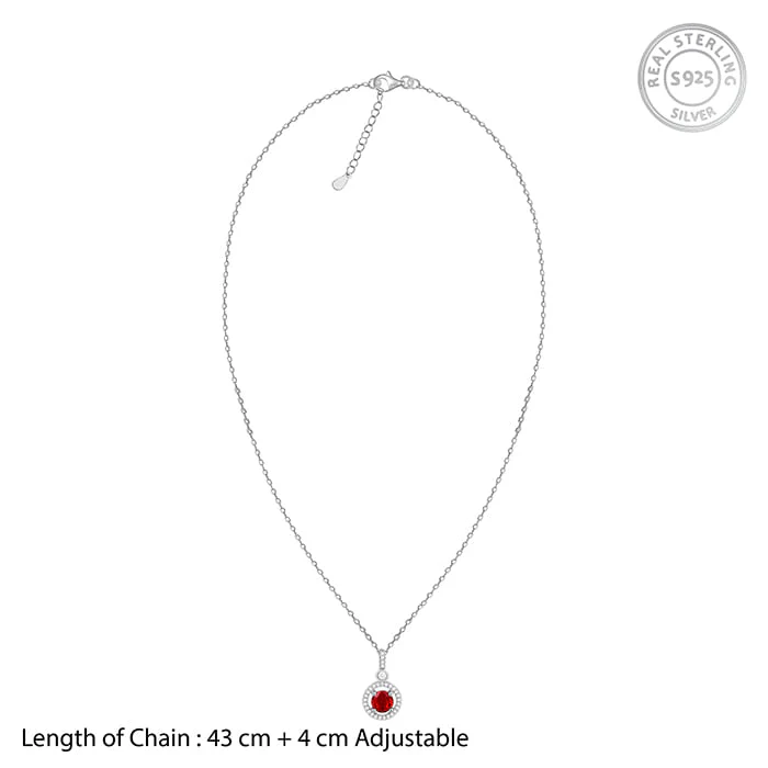 Silver Radiant Red Pendant with Link Chain - Image 5