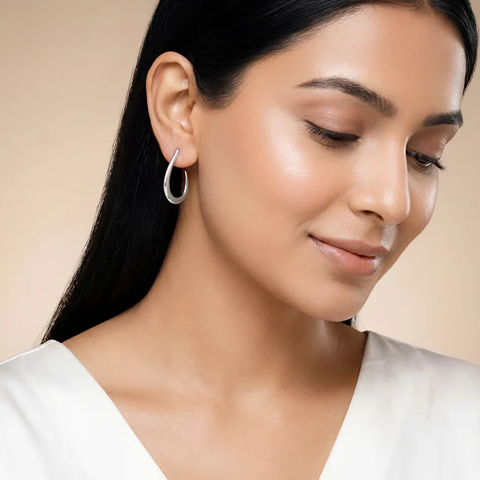 Silver Ray J Hoop Earrings - Image 3
