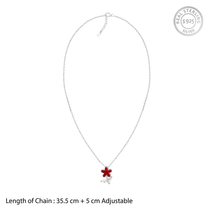 Silver Red Flower Kids Pendant With Link Chain - Image 6