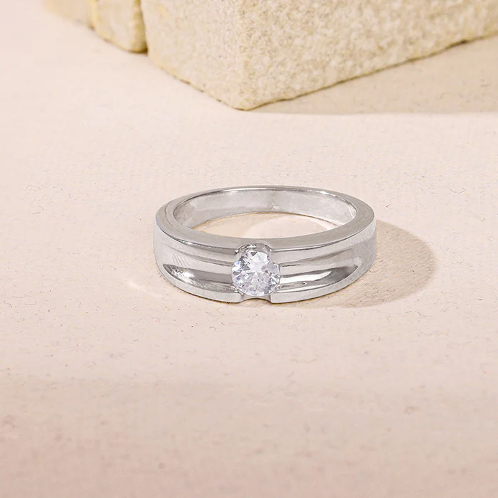 Silver Regal Grid Ring For Him - Image 2