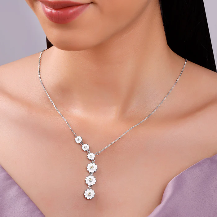 Silver Retro Lariat Necklace - Image 3