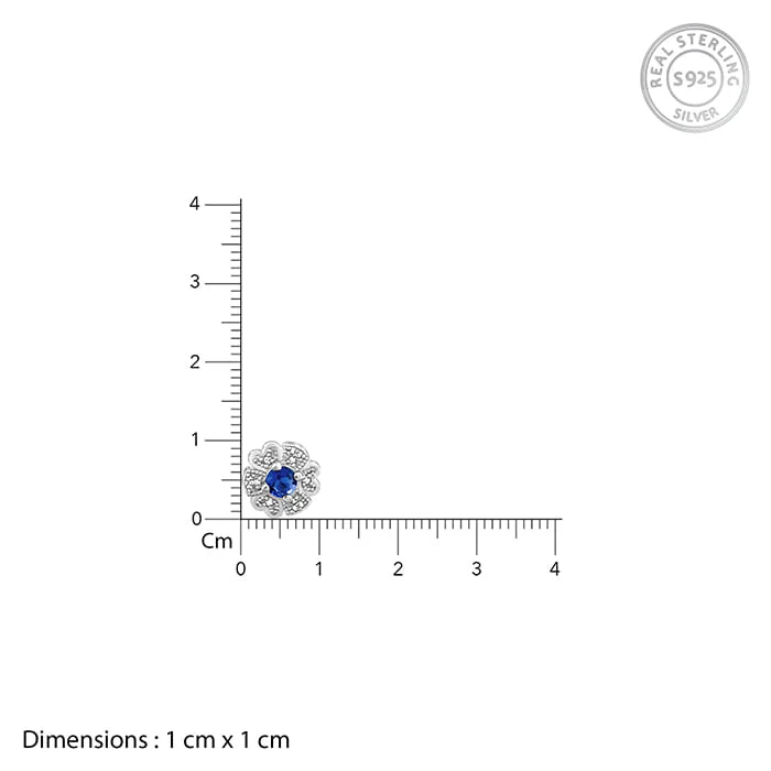 Silver Royal Blue Bloom Studs - Image 5