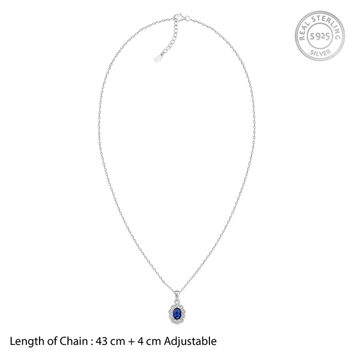 Silver Royal Halo Pendant with Link Chain - Image 6