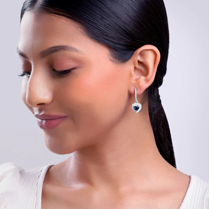 Silver Royal Heart Earrings - Image 3