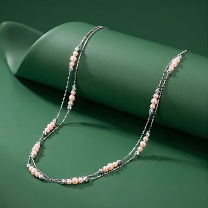 Silver Sandra Layered Pearl Necklace - Image 2