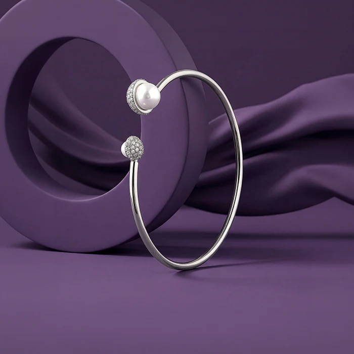 Silver Sankalp Pearl Cuff Bracelet - Image 2