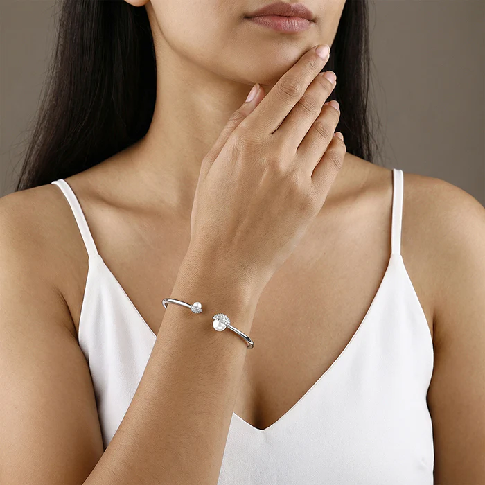 Silver Sankalp Pearl Cuff Bracelet - Image 3