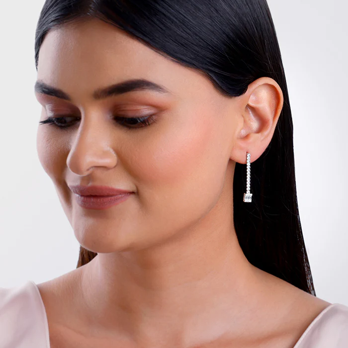 Silver Shine Line Earrings - Image 3