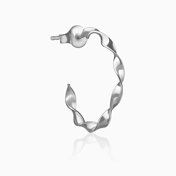 Silver Shine Twisted Hoop Earrings - Image 4