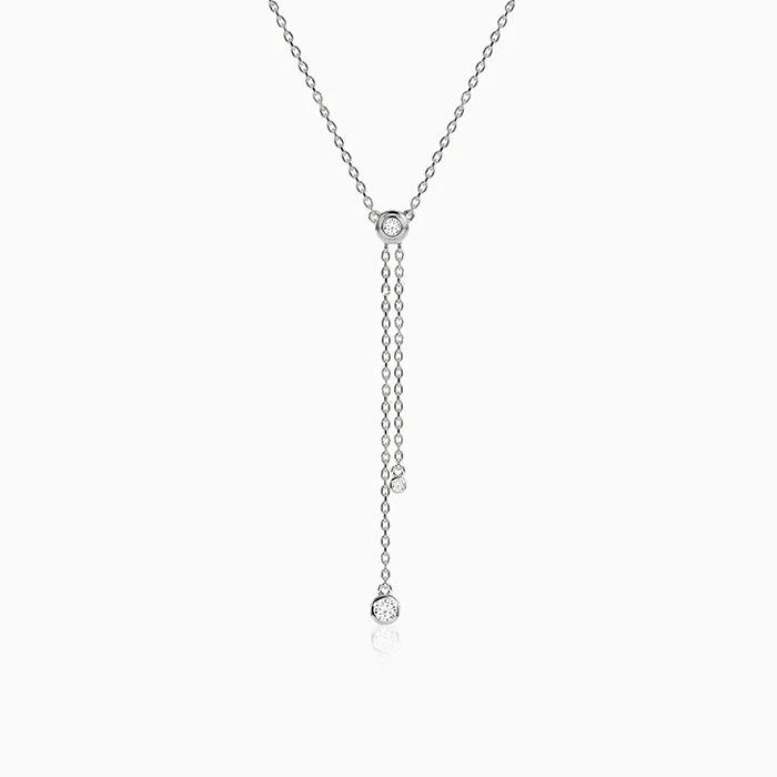 Silver Shinny Beauty Lariat Necklace