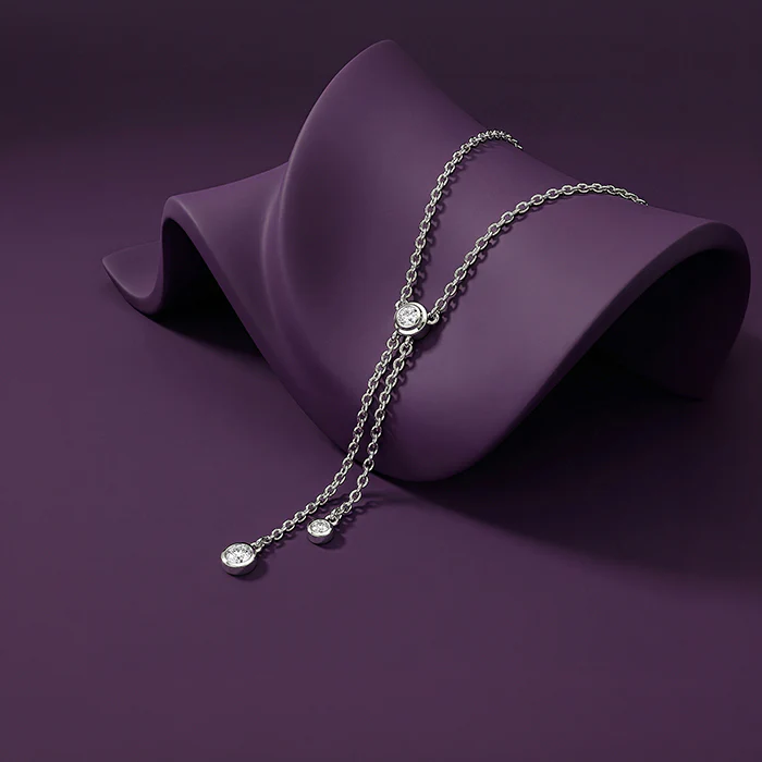 Silver Shinny Beauty Lariat Necklace - Image 2