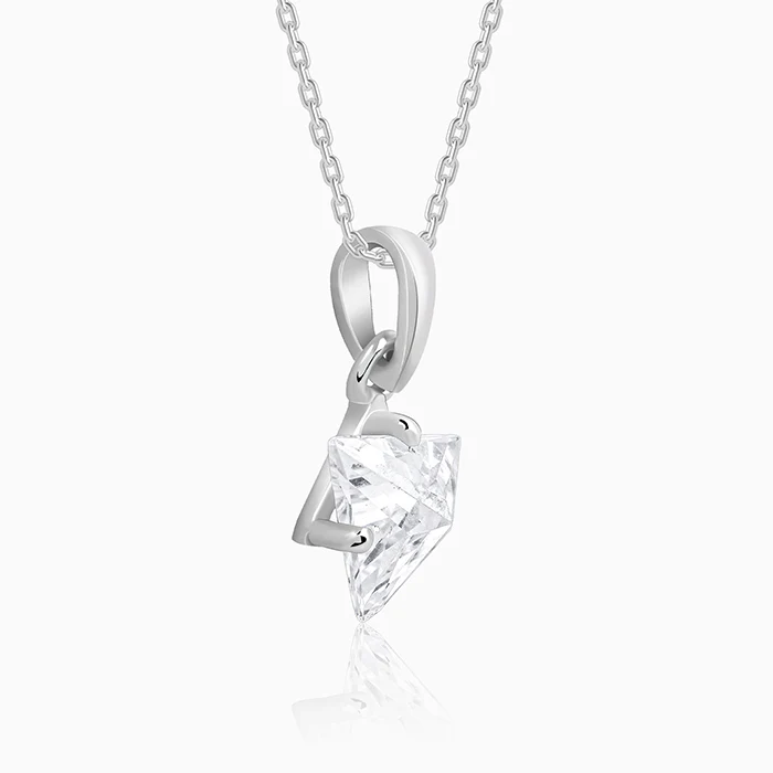 Silver Shiny Triangle Pendant With Link Chain - Image 4