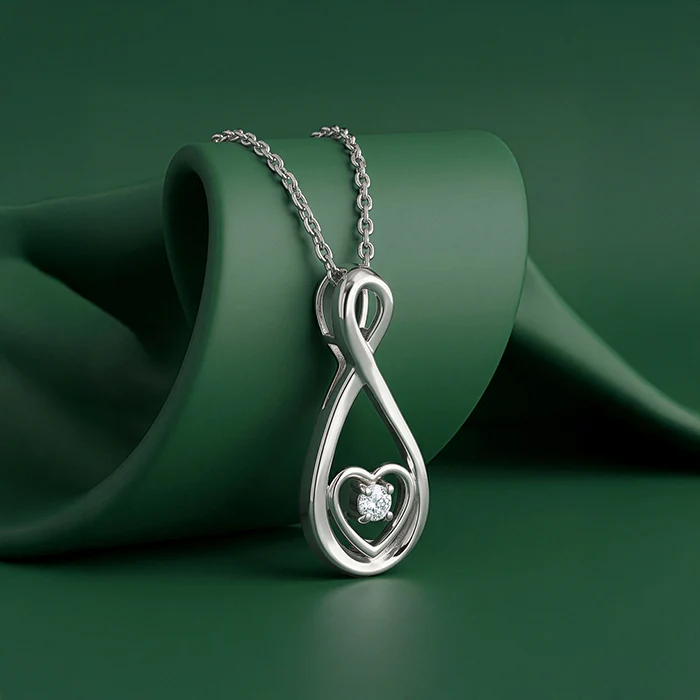 Silver Showing Love Pendant With Link Chain - Image 2