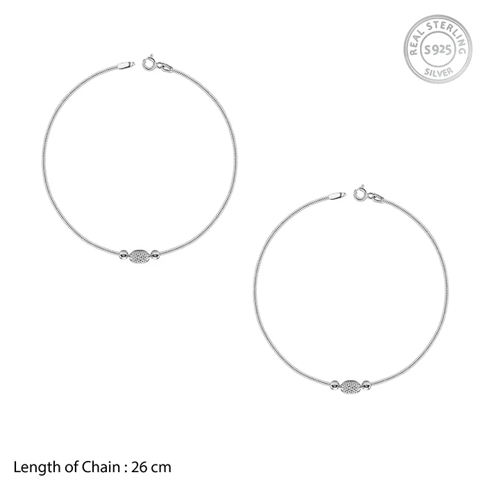 Silver Single Sphere Chain Anklet - Image 4