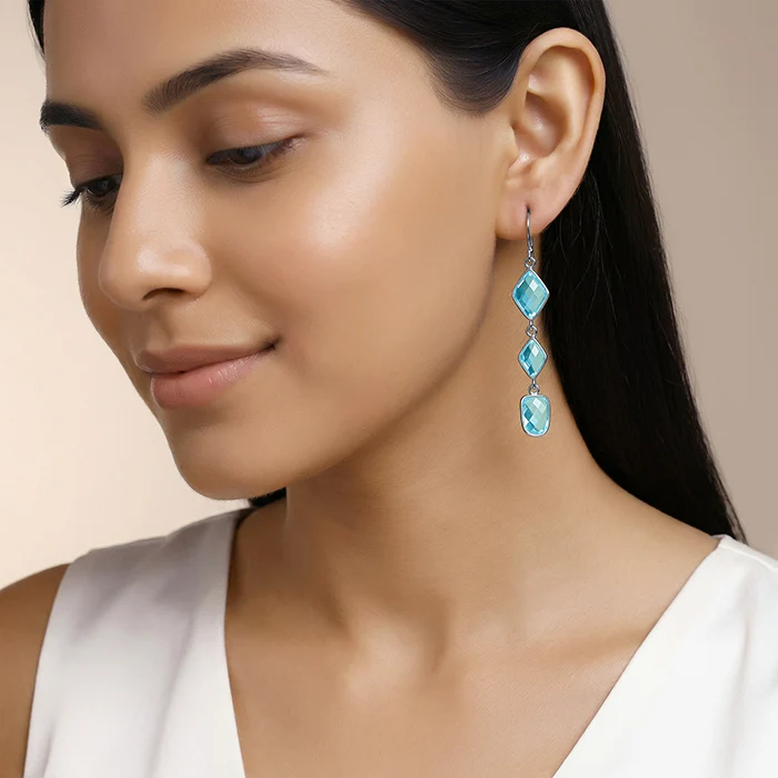 Silver Sky Drop Dangler Earrings - Image 3