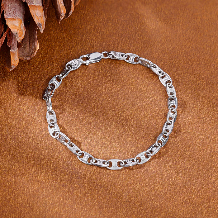 Silver Snail Chain Bracelet For Him - Image 2