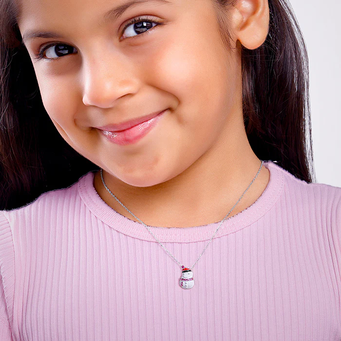 Silver Snowman Kids Pendant With Link Chain - Image 3