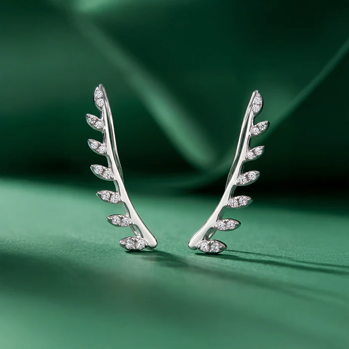 Silver Soft Vine Climber Earrings - Image 2