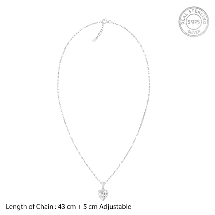 Anushka Sharma Silver Solitaire Heart  Pendant with Link Chain - Image 7