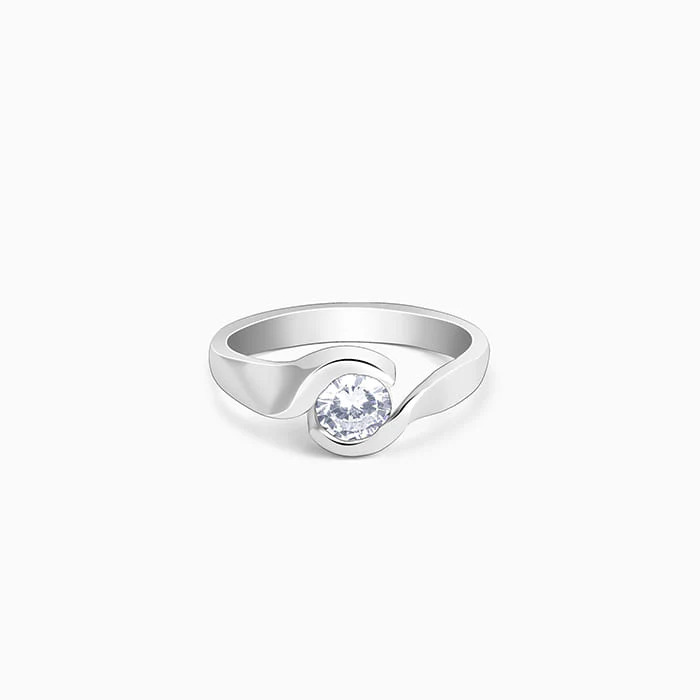 Silver Solitaire Twist Ring