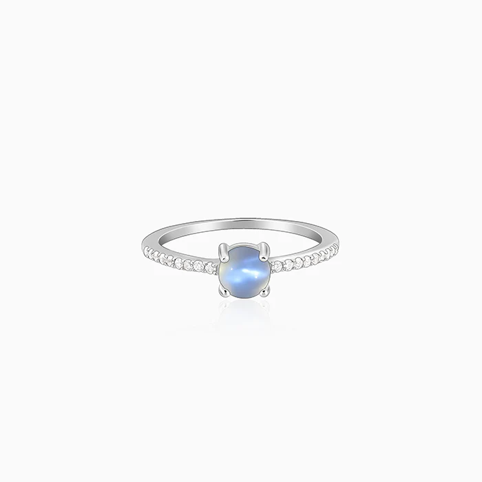 Silver Sparkling Moonstone Ring