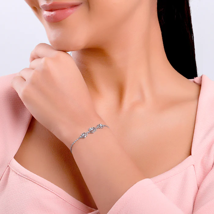 Silver Sparkling Roses Bracelet - Image 3