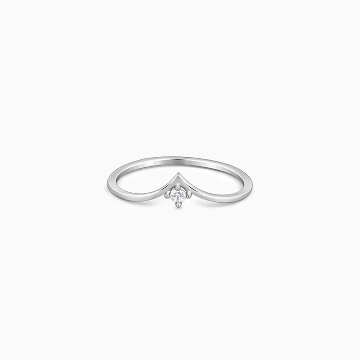 Silver Sparkling V Ring