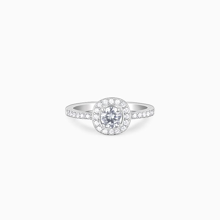 Silver Sparkly Solitaire Ring