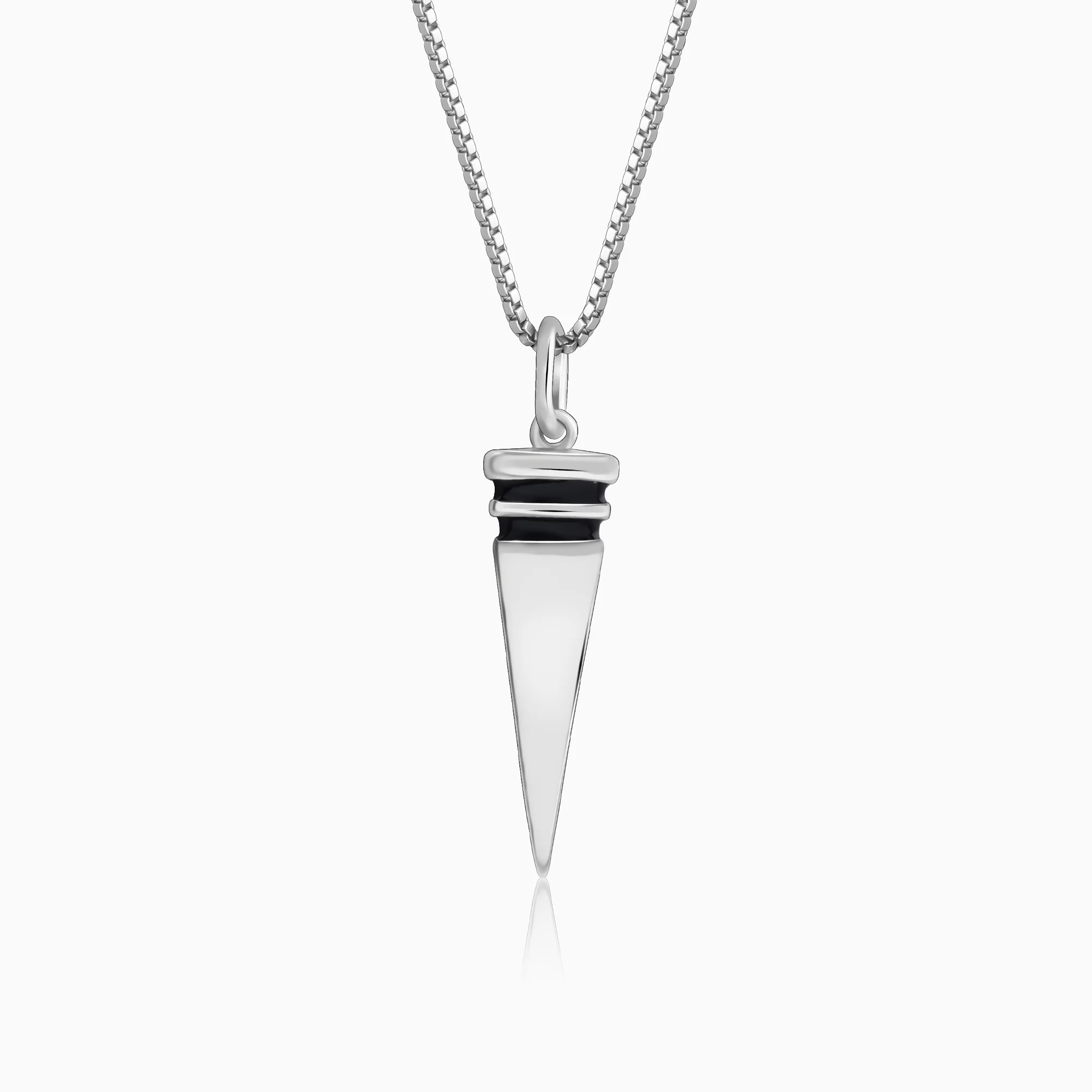 Silver Spike Pendant With Link Chain For Him