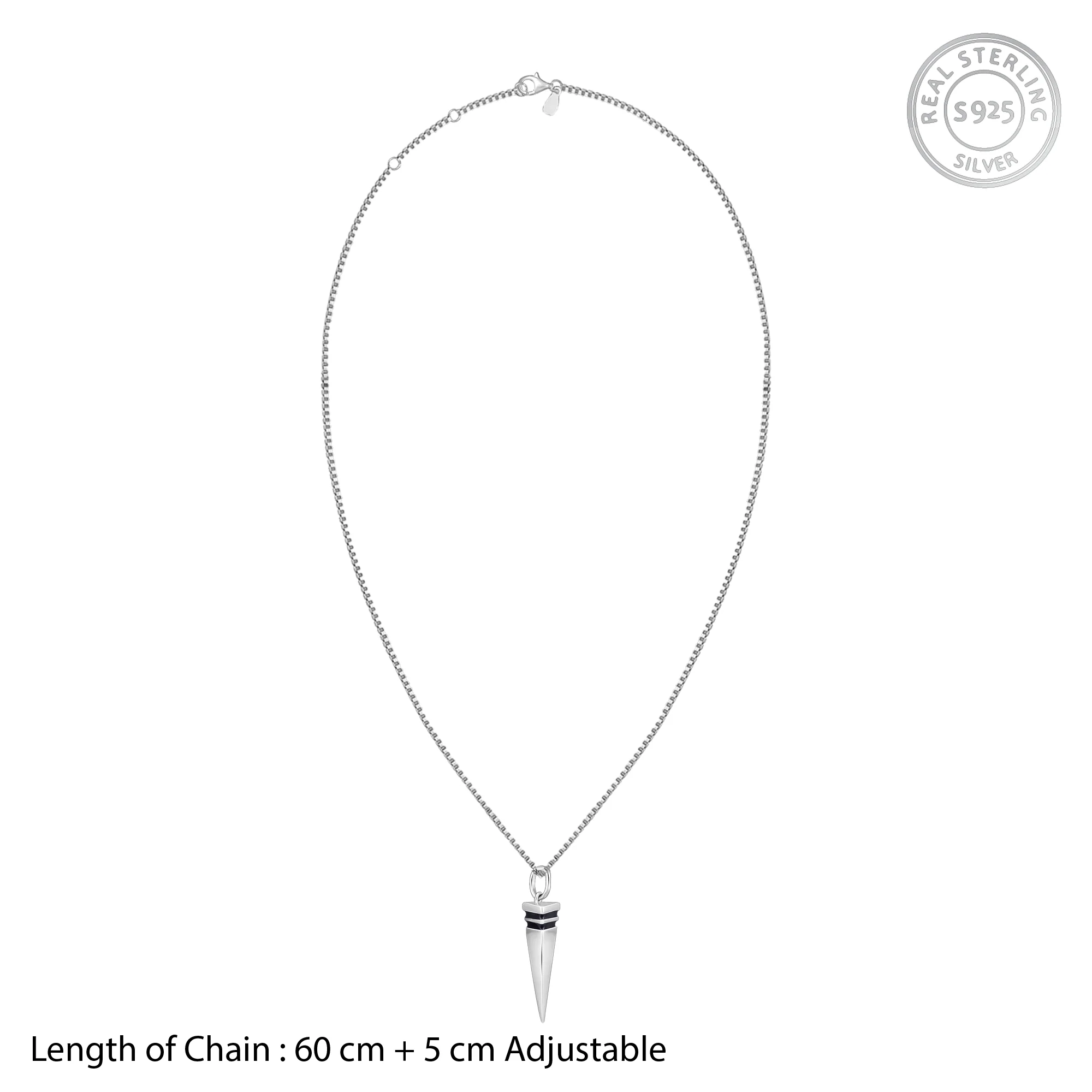Silver Spike Pendant With Link Chain For Him - Image 6
