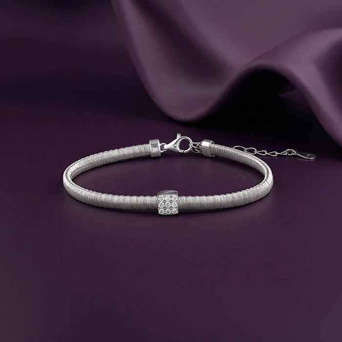 Silver Square Barrel Bracelet - Image 2