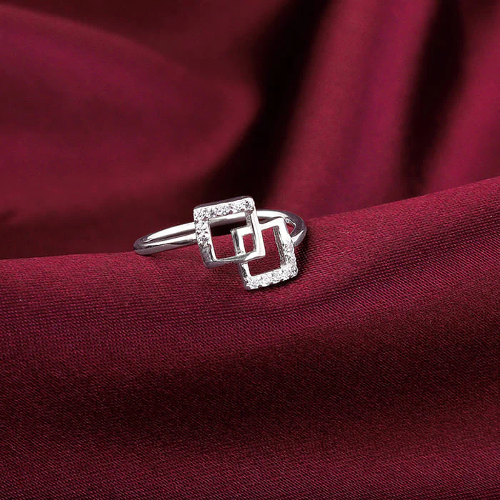 Silver Square Duo Ring - Image 2
