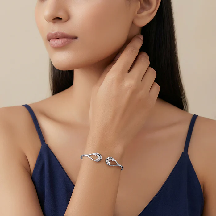 Silver Stayin' Alive Cuff Bracelet - Image 2