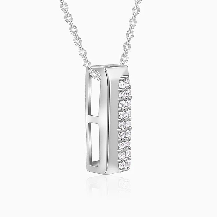 Silver Stellar Bar Pendant With Link Chain - Image 4