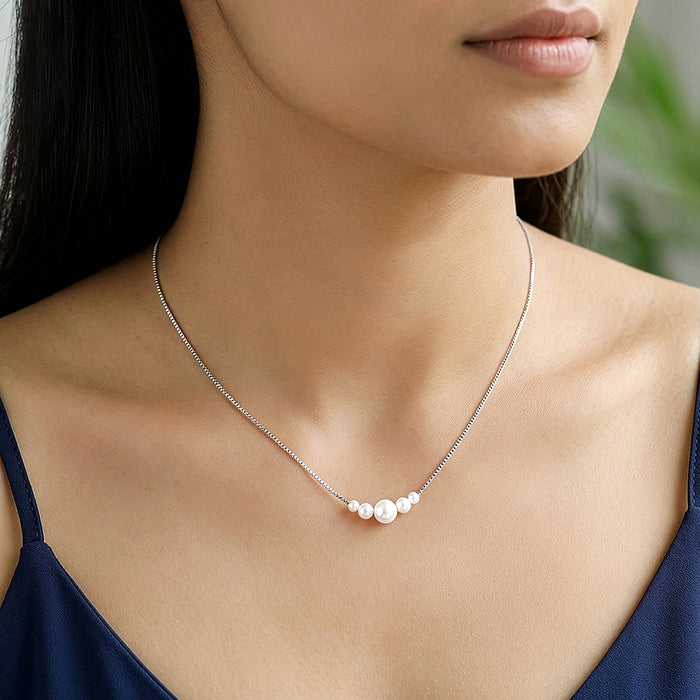 Silver Still Pearl Necklace - Image 3